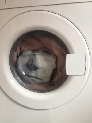 アレックス・ボードマンの「洗濯機の中から覗く男」